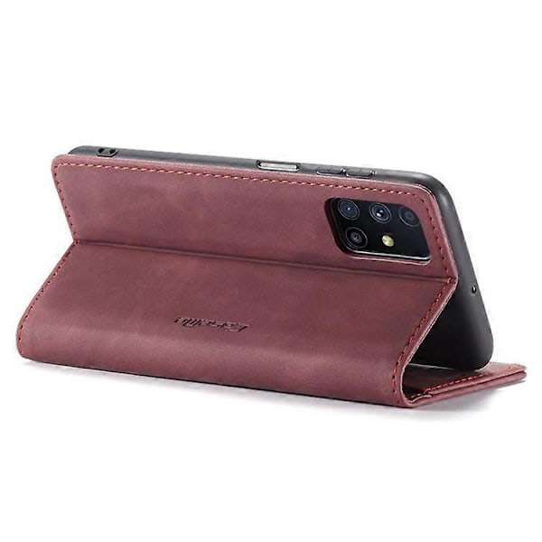 CASEME 013 Serie Magnetisk Smartphone Cover Kompatibel Med Samsung Galaxy M51, PU Læder Wallet Foldbart Stativ Telefon Cover Red