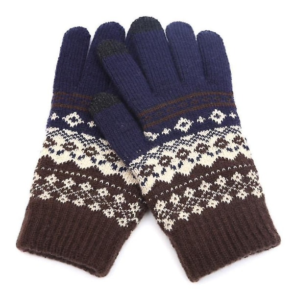 Vinter Touch Screen Handskar Dam Herr Varma Stretch Stickade Vantar Imitation Style8