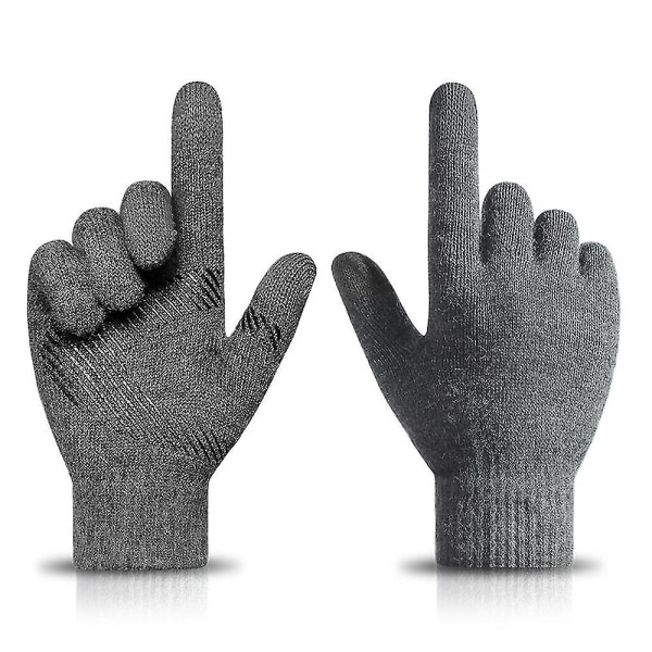 Vinterhansker for menn og kvinner, varme berøringsskjermhansker for kaldt vær S-xl Grey M