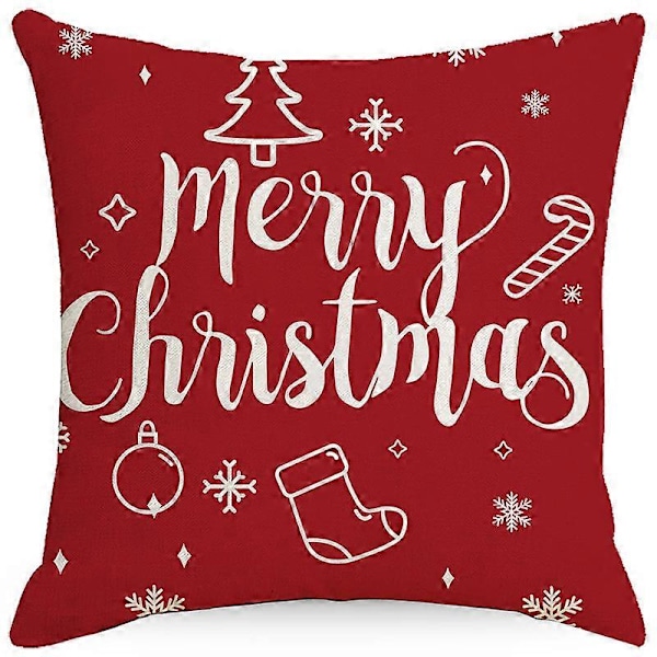 Set med 4 Kuddfodral Jul Snögubbe Beige Röd Slott Mönster Dekorativa Soffkuddar Dekoration för Sovrum, Stol, Bil, Säng, Trädgård 45 x 45cm