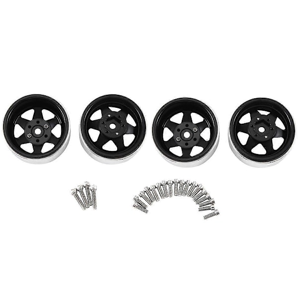 4 kpl 1,9 tuuman metallinen Beadlock-vanne 1/10 RC Crawler Axial SCX10 II III TRX4 D90 -malleihin, musta