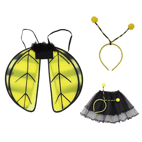 Honeybee Costume Accessories Set-bee Ears Pandebånd,bee Wings,tutu Nederdelstilbehør Kit Kid Girls Halloween Bee Costume