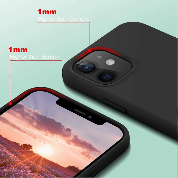 Kompatibel med mobilskal iPhone 12 mini skal silikon, ultratunt flytande silikonskal