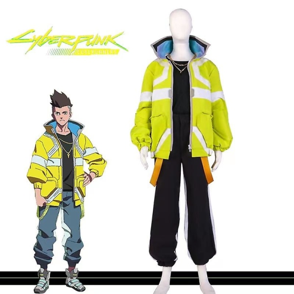 Anime Cyberpunk Edgerunners David Martinez Cosplay-asu Hieno juhlapuku takki paita housut Halloween-univormut mittatilaustyönä L