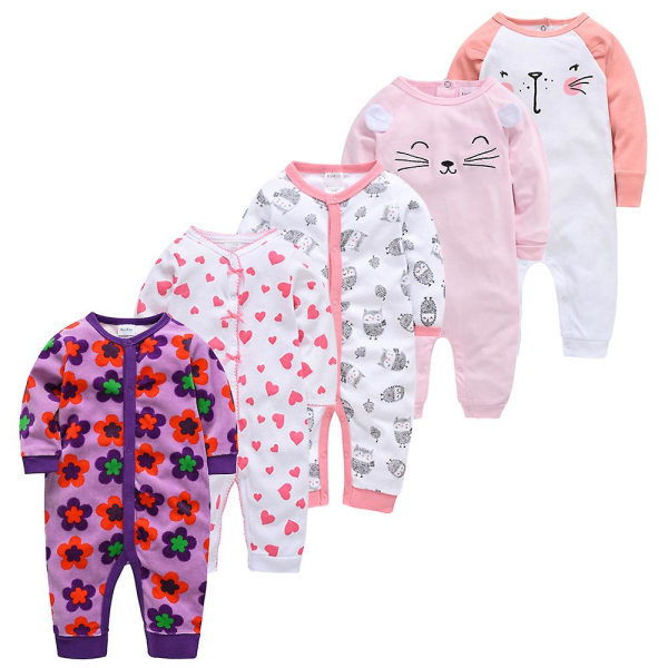 Våren Baby Pyjamas Flickor Pojkar Jumpsuit 115 % Bomull Andas Mjuk Jumpsuit Black 9-12M
