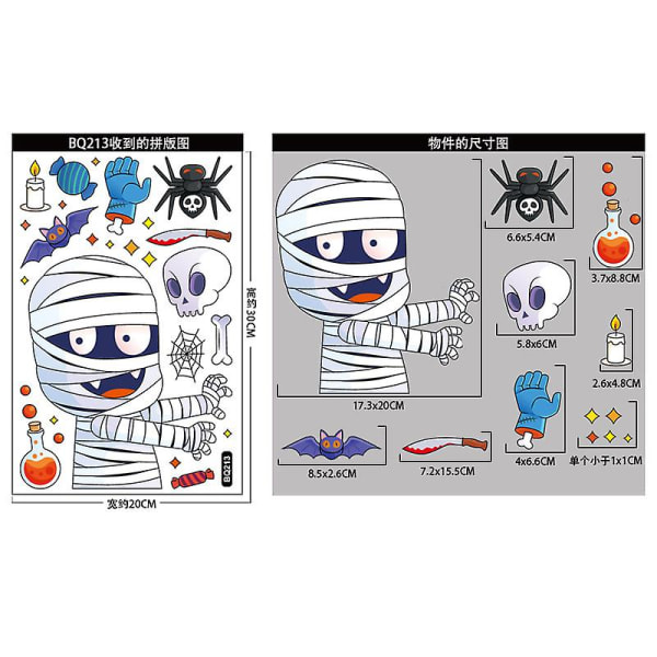 Halloween Party Dekoration Pumpa Fladdermus Dörrhängande Halloween Spökfestival Atmosfär Layout Hängen Barn Halloween Favörer Glass Sticker M