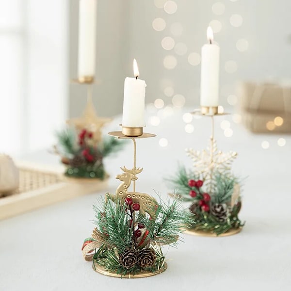 Jul Gyllene Smidesjärn Ljusstake Snöflinga Älg Hängen Juldekorationer God Jul Dekor 2023 Gott Nytt År A
