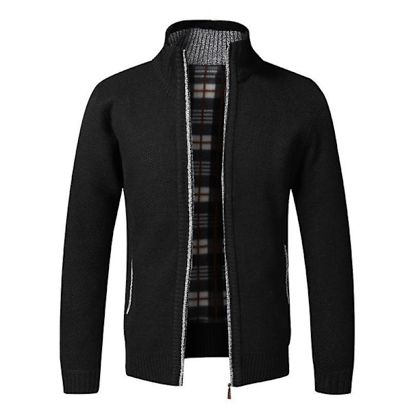 Syksy Talvi Lämmin Neuletakki Miehille Fleece Vetoketjulliset Neuleet Takit Miesten Slim Fit Neulottu Villatakki Paksu Neuletakki Miehille Auburn China XXL