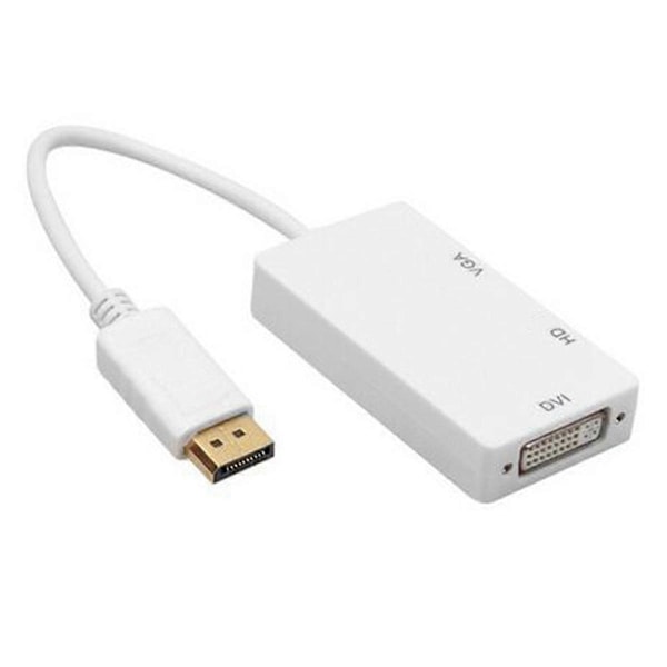 DP till VGA DVI 3-i-1 Adapterkabel DP En-Till-Tre Videokonverterare Stöder 1080P, Lämplig för Pro