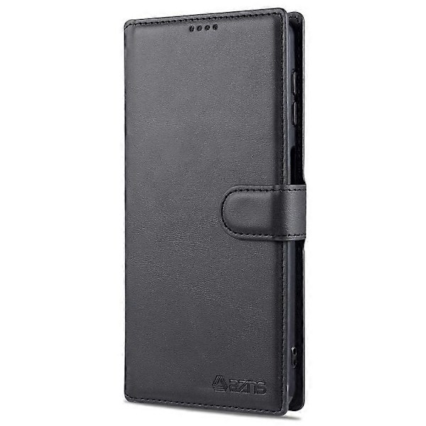 AZNS Læder Etui Kompatibel Med Samsung Galaxy A12 Wallet Mobiltelefon Beskyttelsescover Black