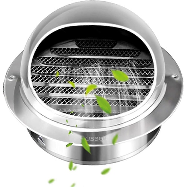 100mm runt ventilationsgaller med huv, 304 rostfritt stål runt lock med/nät
