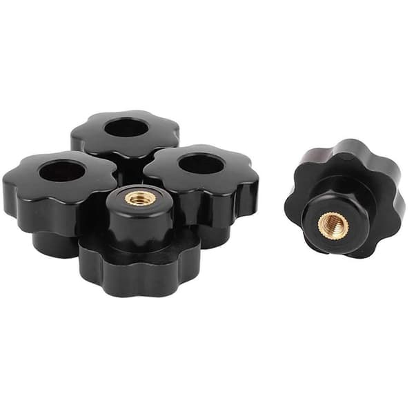 20 stk. M6 Hunn Knottskruer M6 x 32mm Hunn Gjenget Stjernehode Klemmeknottgrep Svart