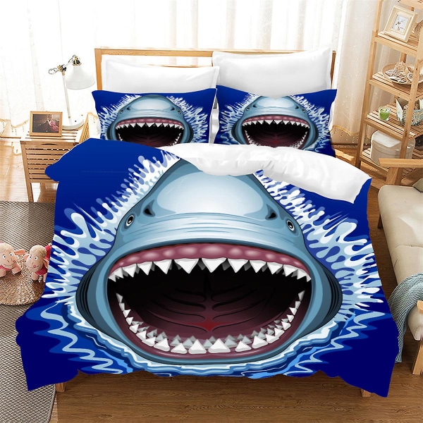 Shark Fish Cover King/queen Size,hawaiian Ocean Animal Theme Sängkläder Set för barn Tonåringar Pojke, undervattens havstäcken cover