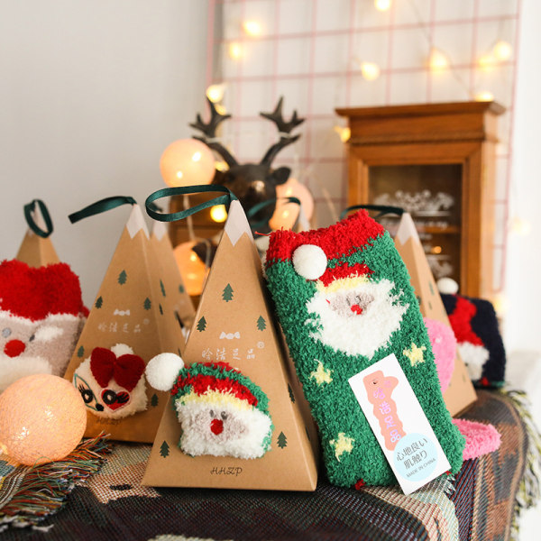 Strumpor Höst och Vinter Parstrumpor Nya Tecknade Söta Dam Julstrumpor Korallfleece Sovstrumpor polka dot fox Children