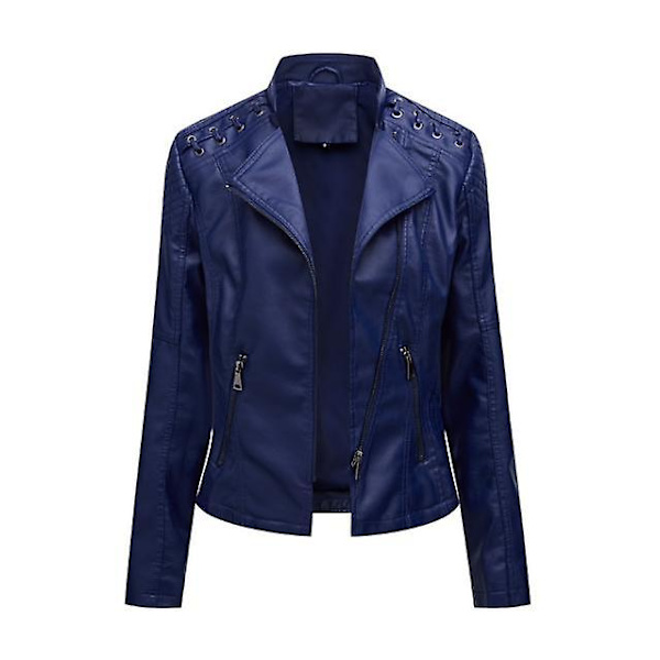 Skinnjakke for kvinner, avslappet med glidelås, tilgjengelig i 12 farger blue XXL