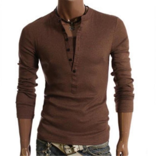 Polo med hög krage för män, enfärgad, smal, elastisk, tunn, pullover, vår, höst, underkläder, polotröja, herrstickad blus, baströja, topp Coffee 4 L