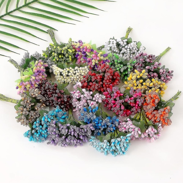 12/36/72/144 kpl Heteitä Käsityöhön Tekokukat Häät Juhlakoriste DIY Scrapbooking Seppele Askartelu Tekokukat Purple pink 144 pcs
