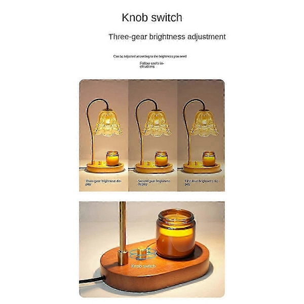 Elektrisk Lysvarmer Lampe Blomster Lysvarmer Lampe Knap med Justerbar 3 Gear Aromaterapi Bordlampe