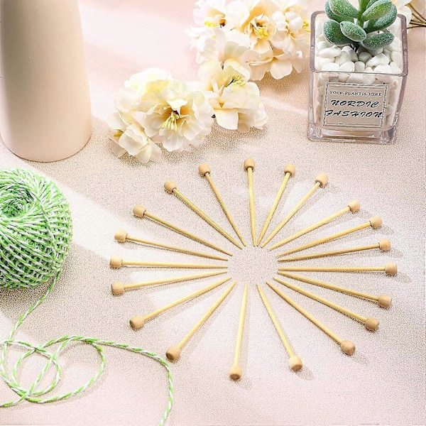 20 st Mini Släta Bambu Stickor 6mm Ulltråd Stickning Positioneringsnål DIY för Be