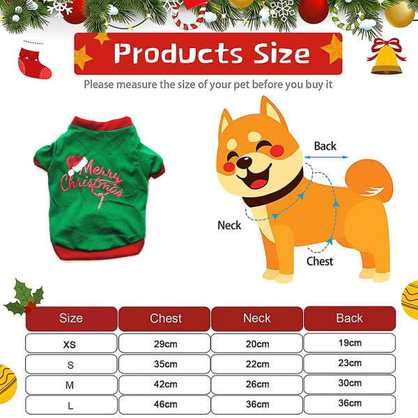 Pet Funny Christmas Holiday Koira Kissa Lemmikkipaidat Tee Tanksoft vaatteet pienelle koiralle ja kissalle L