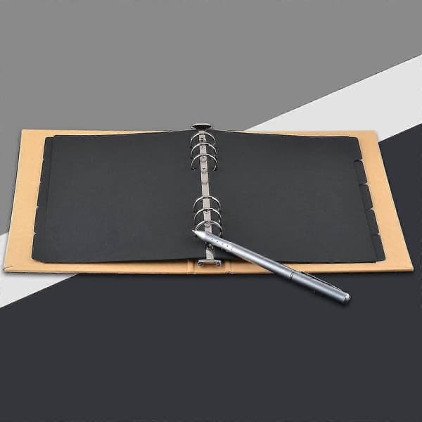 3 sæt sorte papirskillelinjer indeks side fanebladskort til 6-hullers ringbind notesbøger rejsedagbog journalplanlægger (A5 sort)