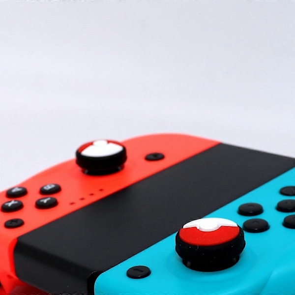 Tumgrepp Set Joystick-skydd Röd+Blå, 2 Par Kompatibla med Nintendo Switch/OLED/Lite Konsol, Silikon Analog Stick-skydd för Switch-kontroller