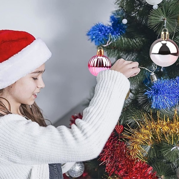 Joulukoristeet - 30 kpl 3 cm särkymättömät roikkuvat joulupallokoristeet - Täydelliset kodin hääkoristeisiin - Väri: Pinkki