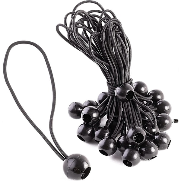 25 stk. elastiske snore med kugle - Elastisk snor ideel til telte, presenninger, tasker, pools, trampoliner og mere - 21 cm længde
