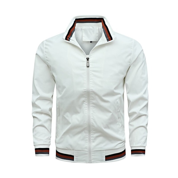 Bomberjacka utan huva för män, avslappnad, lös passform, med dragkedja, sportkläder White XL(65-75kg)