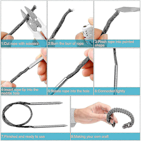 Knotter Tools, Fid Paracord Fid -setti ruostumattomasta teräksestä, Paracord-nyöritysneuloja ja tasoitustyökalu For-XinHan