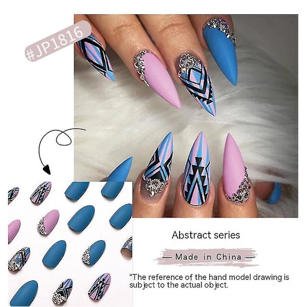 Eksklusive 24 stk. falske negle, kunstige negle, neglekunst forlængelse DIY øvelse manicure værktøj