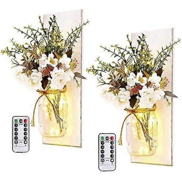 Grå Rustikk Vegglampe for Hjemmeinnredning, Chic Veggdekorasjon, Silkehortensia, Jernkroker for Hjemmet