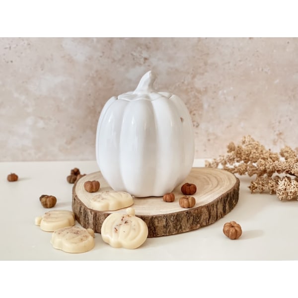 Keramisk vit pumpavaxsmältare | Halloween heminredning | Pumpkin Spice Soy Wax smälter | Höstdekor Pumpkin Patch