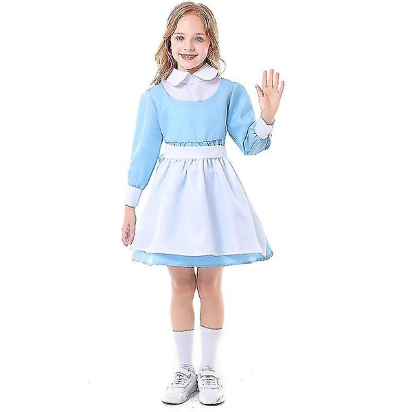 Flickor Blå liten sjuksköterska kostymer Barn Halloween Purim Karneval Rollspel Mardi Gras Fancy Dress M-height 115-130cm