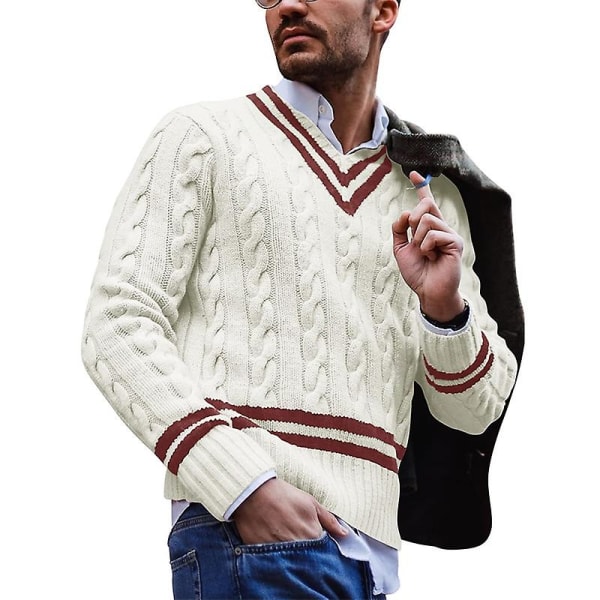 Herrkläder V-ringad Varm Casual Pullovrar Tröjor För Män Mode Stickad Tröja Manlig Streetwear Green XL