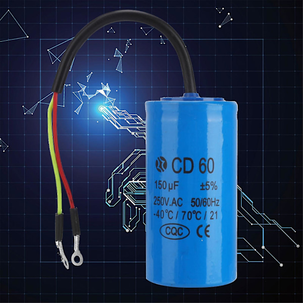 Motor og luftkompressor - 150uF 250V AC med ledning CD60