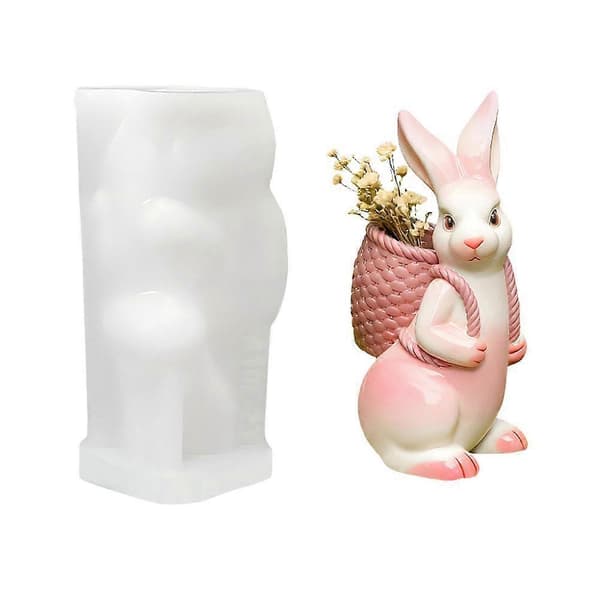 3D påskehare lysform DIY gips bage duftlys silikoneforme