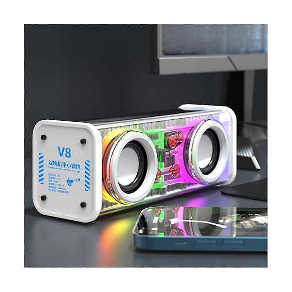V8 Transparenta Bluetooth-högtalare RGB-ljus Trådlös Utomhus Sport Bluetooth Audio TWS Subwoofer S