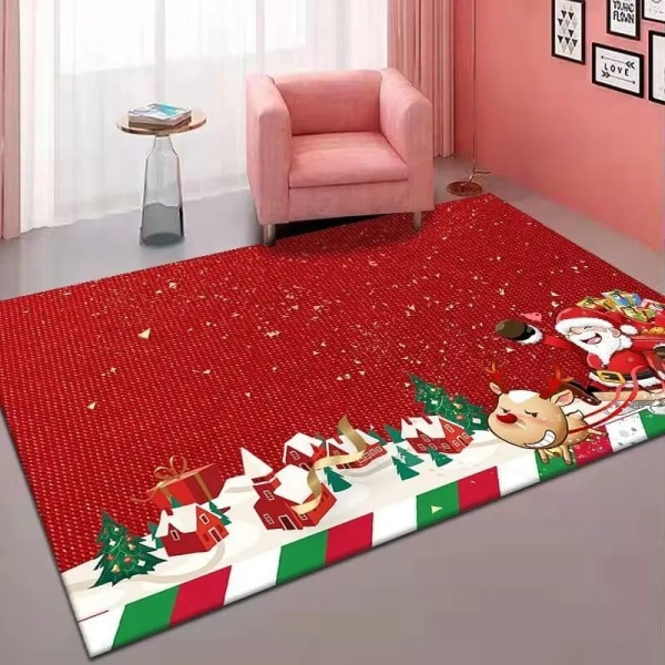 Suuri joulumatto, pohjoismainen joulupukkimatto olohuoneeseen, länsimainen kuusi, hirvi, lattiamatto, liukumattomat matot makuuhuoneen sisustukseen 2-Flannel 80x120cm 31.5x47.2in