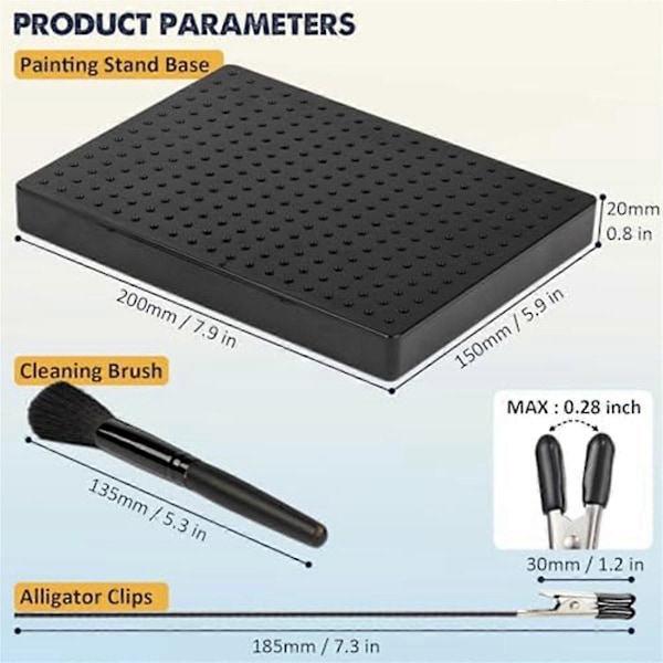 Modelmalerstativbase (19 x 14 huller) og 27 stk. Alligator Clip Sticks Sæt Modelværktøjer til Ai