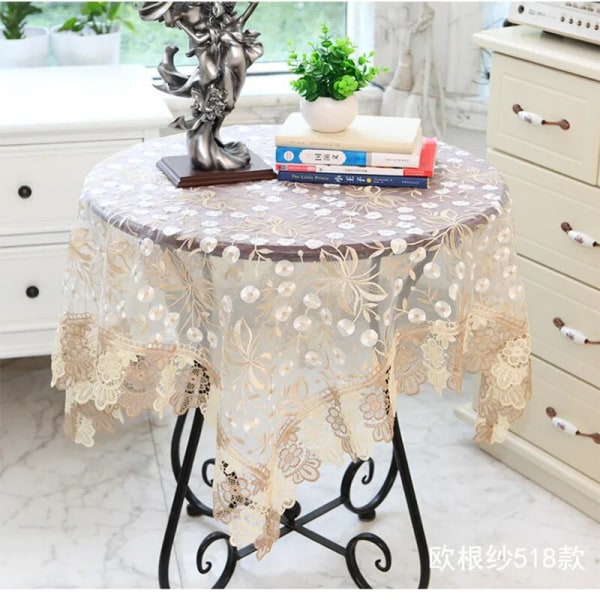 Moderni pohjoismainen pyöreä kahvipöytäliina olohuoneeseen pitsinen pöytäliina matto pastoraalinen ruokapöydän suojus koristelu joulu K014 Light Beige 83x83cm