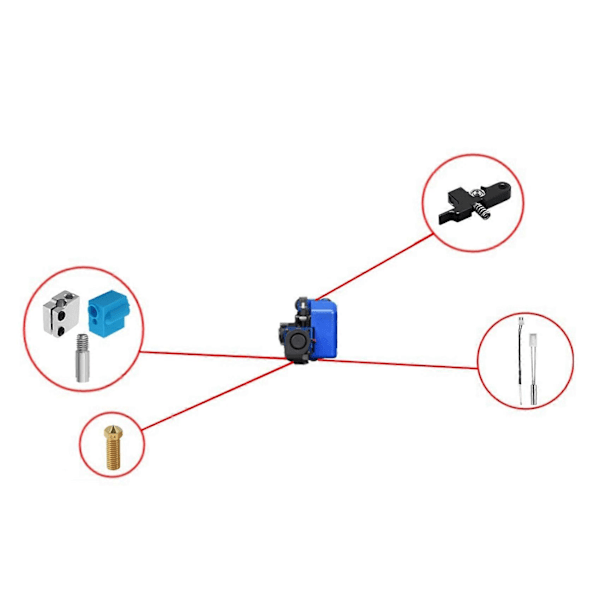 Nozzle Extruder Kit med Silikonfodral Termistor Värmerör Hals för Genius/ X1 3D-skrivare