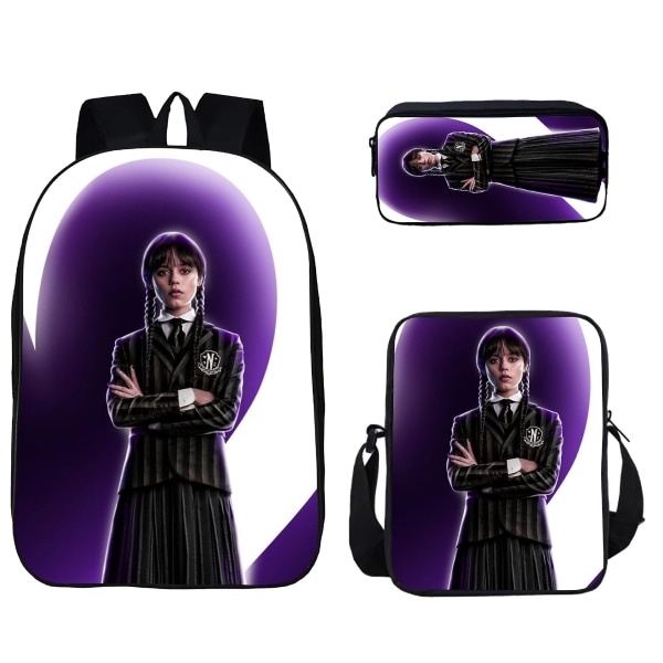 Luovat Muodikkaat Wednesday Addams 3 Painatusta 3kpl/setti Oppilaiden Koulukassit Kannettavan Tietokoneen Päiväreppu Kalteva Olkalaukku Kynäkotelo style 13