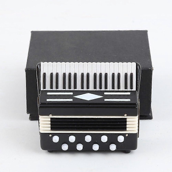 Miniature Harmonika med Æske Mini Instrument Replika Samlerobjekter Miniature Dukkehus Model Hjem Dec