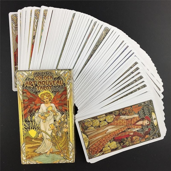 Gylden art nouveau tarot tarotkort brætspil kort engelsk spådom tarot ferie familie gave fest spillekort 44pcs ts80