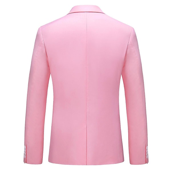 Herre Slim Fit Business Casual Blazerjakke med én Knap Pink 2 S