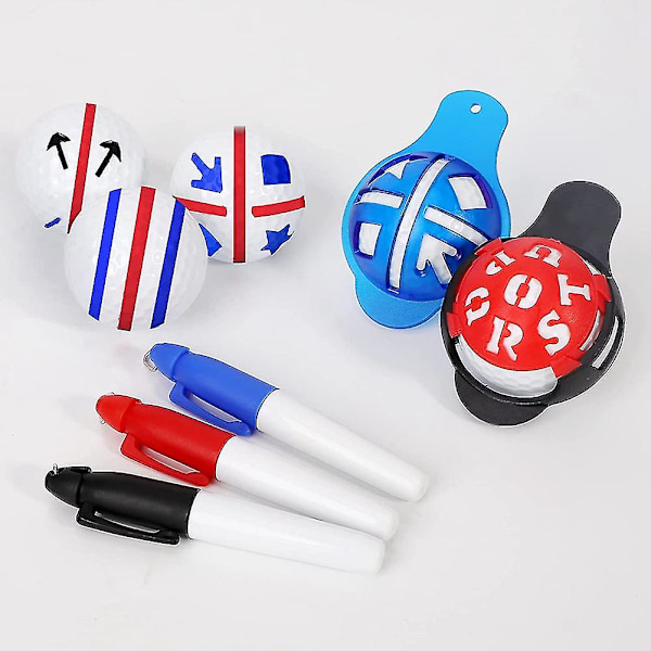 Golfbollsmarkör, färgmarkörer, trippelspår plast golfboll markeringsverktyg, röd