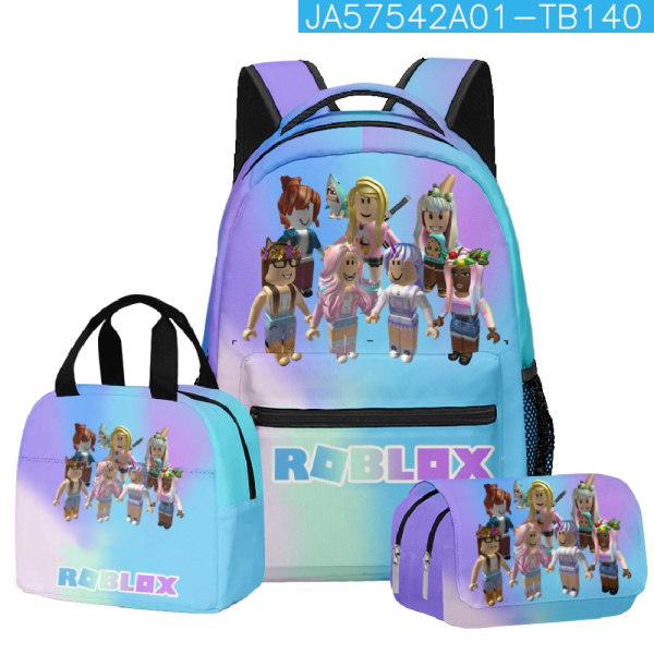 Tegneserie Robloxing Barneskolesekk + Matboks + Penal Beige