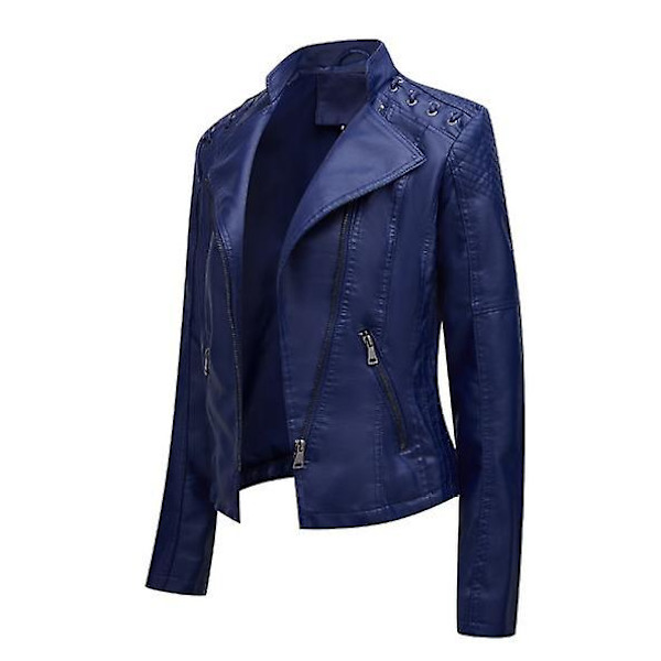 Skinnjakke for kvinner, avslappet med glidelås, tilgjengelig i 12 farger blue XL