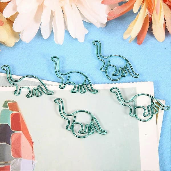 12 stk. dinosaurformede papirclips belagte multifunktionsclips